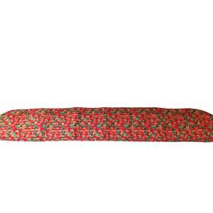 Vintage Handmade Christmas Table Runner Poinsettia 68"x 12" Quilted Red Green